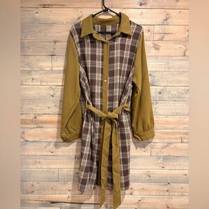 Plaid Shirt Dress with Belt size 2XL
